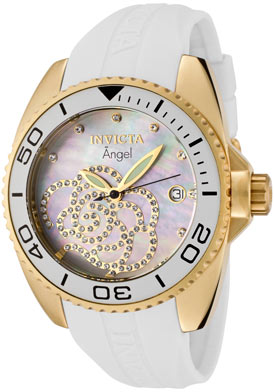 Invicta Women's Angel White Polyurethane White MOP Dial Cubic Zi