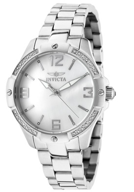 Invicta Women's Angel White Crystal White MOP Dial Stainless Ste