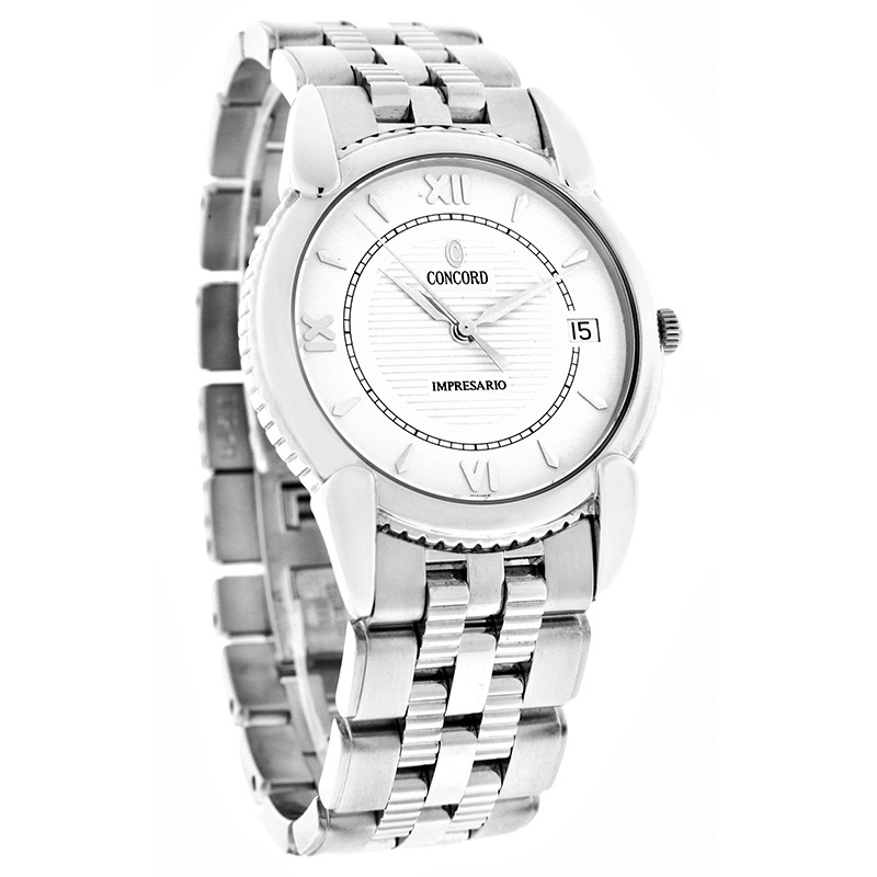 CONCORD IMPRESARIO MENS WHITE DIAL STAINLESS STEEL SWISS QUARTZ