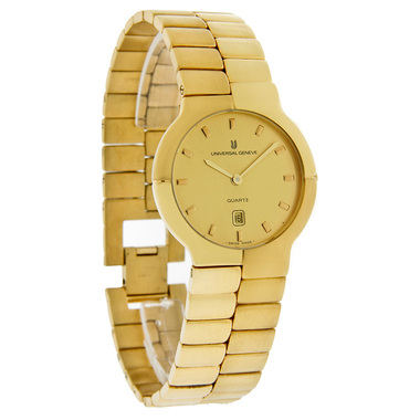 UNIVERSAL GENEVE GOLDEN SHADOW MENS 18K PLATED SWISS QUARTZ WATC