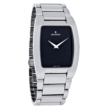 MOVADO FIERO MENS PLATINUM TUNGSTEN CARBIDE BALCK DIAL SWISS WAT