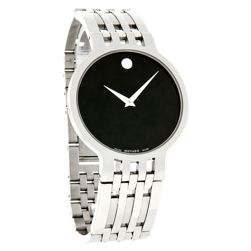 MOVADO ESPERANZA MENS STAINLESS STEEL BLACK DIAL SWISS QUARTZ WA