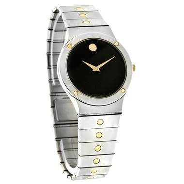 MOVADO S.E. SPORTS EDITION MENS BLACK DIAL TWO TONE SWISS QUARTZ