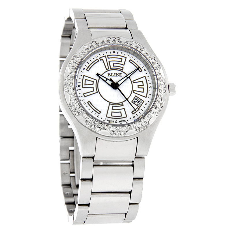 ELINI DOVES UNISEX 1CTW DIAMOND WHITE DIAL SS SWISS QUARTZ WATCH