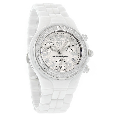 TECHNOMARINE MOONSUN WHITE CERAMIC DIAMOND SWISS QUARTZ CHRONOGR