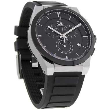 CALVIN KLEIN MENS BLACK DATE DIAL SWISS CHRONOGRAPH QUARTZ WATCH