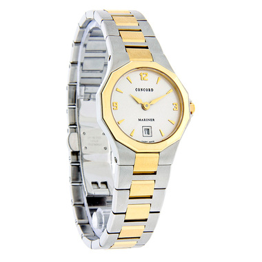 CONCORD MARINER LADIES SILVER DIAL TWO TONE 18K GOLD WATCH 03113