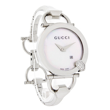 GUCCI 122 CHIODO LADIES DIAMOND MOP DIAL SWISS QUARTZ WATCH YA12