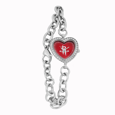 GAME TIME LADIES HOUSTON ROCKETS RED DIAL CRYSTAL HEART QUARTZ W