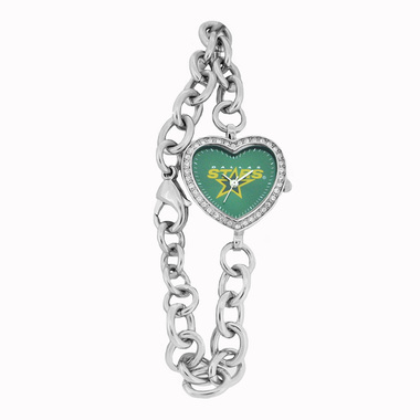 GAME TIME LADIES DALLAS STARS GREEN DIAL CRYSTAL HEART QUARTZ WA