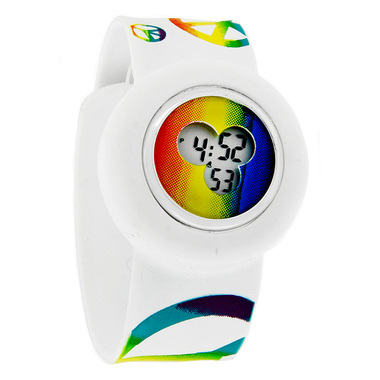 SLAP-ON BRACELET WHITE JELLY UNISEX MULTI-COLOR PEACE SIGN DIGIT