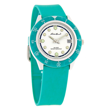 EDDIE BAUER MID-SIZE GREEN RUBBER STRAP QUARTZ WATCH