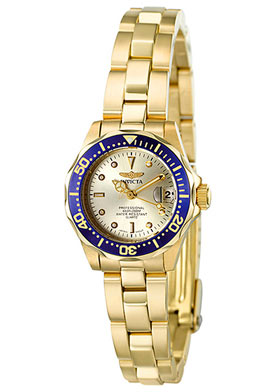 Invicta Women's Pro Diver Light Gold Dial 18k Gold Plated