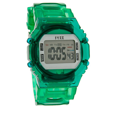 FYZZ SHOCK JUNIORS DIGITAL ALARM CHRONO GREEN RESIN QUARTZ WATCH