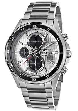 Casio Men's Edifice Chronograph Silver Tone Textured Dial Stainl