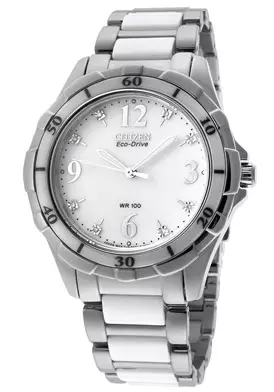 Citizen Women's White Diamond White Dial Stainless Steel & White