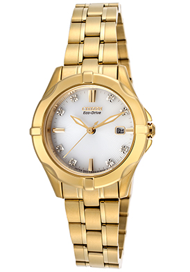 Citizen Women's Gold-Tone Steel White Textured Dial