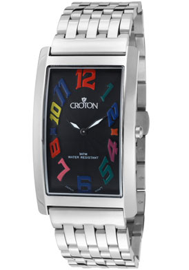 Croton Men's Aristocrat Black Guilloche Dial Stainless Steel