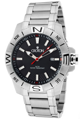 Croton Men's Aquamatic Black Dial Stainless Steel