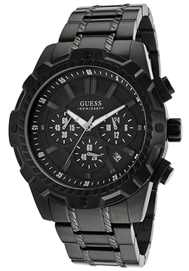 Guess Men's Chronograph Black Ion Plated Stainless Steel Black D