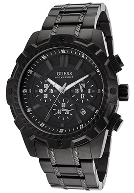 Guess Men\'s Chronograph Black Ion Plated Steel and Dial