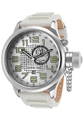 Invicta Men's Russian Diver White Genuine Leather Silver-Tone Di