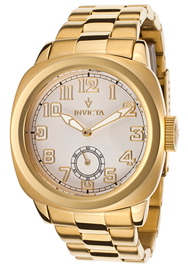 Invicta Women\'s Vintage White Dial 18k Gold Plated Stainless Ste