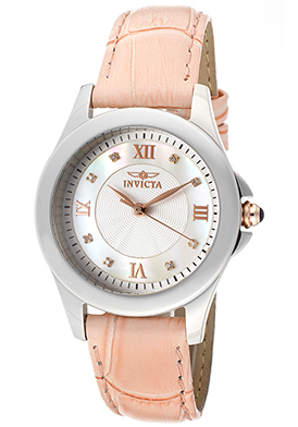 Invicta Women's Angel White Dial Pink Genuine Leather