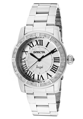 Invicta Women's Angel Diamond Silver Textured Dial Stainless Ste