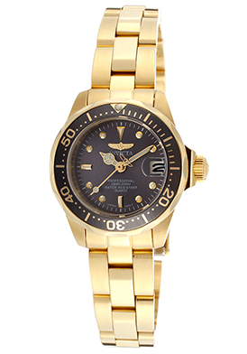 Invicta Women's Pro Diver 18K Gold Plated Steel Charcoal Dial