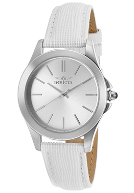 Invicta Women's Angel Silver Dial White Genuine Leather