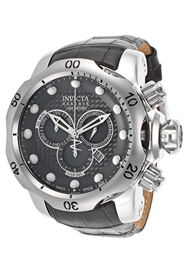 Invicta Men\'s Venom Chronograph Dark Grey Leather and Dial