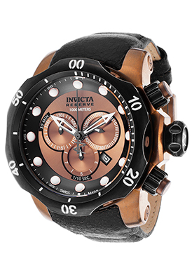 Invicta Men\'s Venom Reserve Chrono Black Distressed Genuine Leat