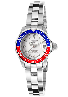 Invicta Women's Pro Diver Silver Tone Steel Case White Dial Silv