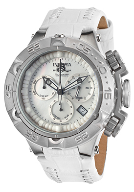 Invicta Women's Subaqua Chrono White Genuine Leather MOP Dial