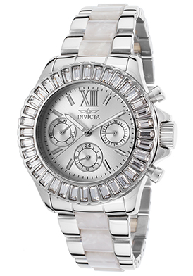 Invicta Women's Angel Stainless Steel and White Plastic Silver-T