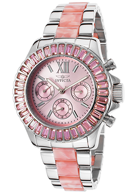 Invicta Women's Angel Stainless Steel and Pink Plastic Pink Dial