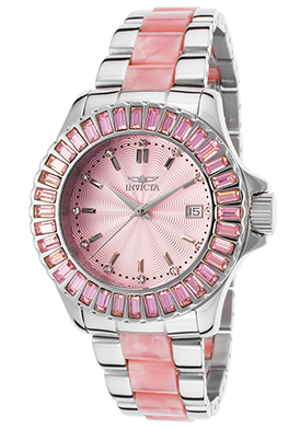 Invicta Women's Angel Stainless Steel and Pink Plastic Pink Dial