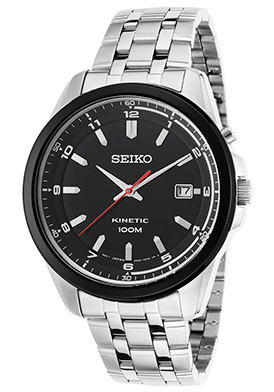 Seiko Men's Kinetic Stainless Steel Black Dial and Bezel