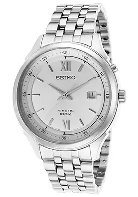 Seiko Men\'s Kinetic Stainless Steel Silver-Tone Dial