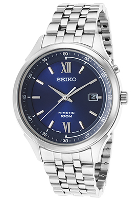 Seiko Men's Kinetic Stainless Steel Navy Blue Dial