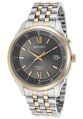 SEIKO Men's Kinetic Two-Tone Stainless Steel Gunmetal Dial