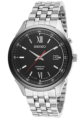 Seiko Men's Kinetic Stainless Steel Black Dial