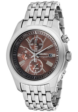 Seiko Men's Chronograph Brown Dial Stainless Steel