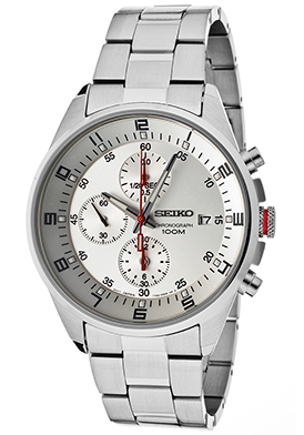 Seiko Men's Chronograph Silver-Tone Steel Silver-Tone Dial