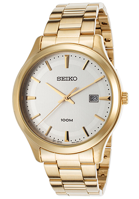 Seiko Men's Gold-Tone Steel Silver-Tone Dial