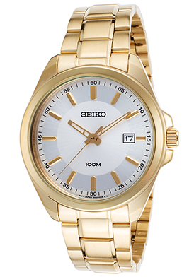 Seiko Men's Gold-Tone Stainless Steel Silver-Tone Dial