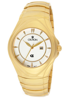 Croton Men's White Dial Gold Tone Stainless Steel