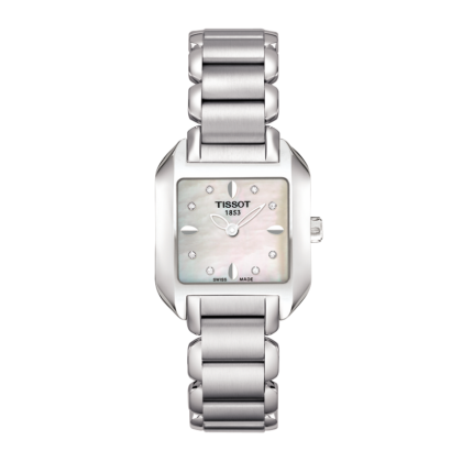 T-Wave Ladies White Mother-Of-Pearl & Diamond Quartz Steel Watch