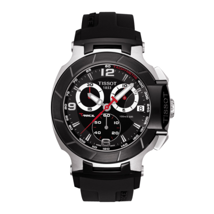 T-Race Men's Black Quartz Chronograph Rubber Strap Watch